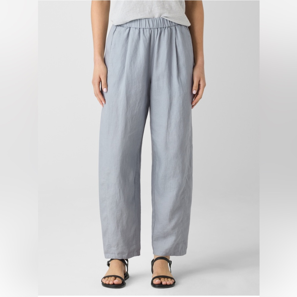 Eileen Fisher Sky Blue 100% Organic Linen Lantern Pant w/ Pockets - Picture 8 of 13